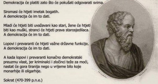Evo kako je Sokrat prije 2.500 godina predvidio šta će se sve dešavati u BiH danas