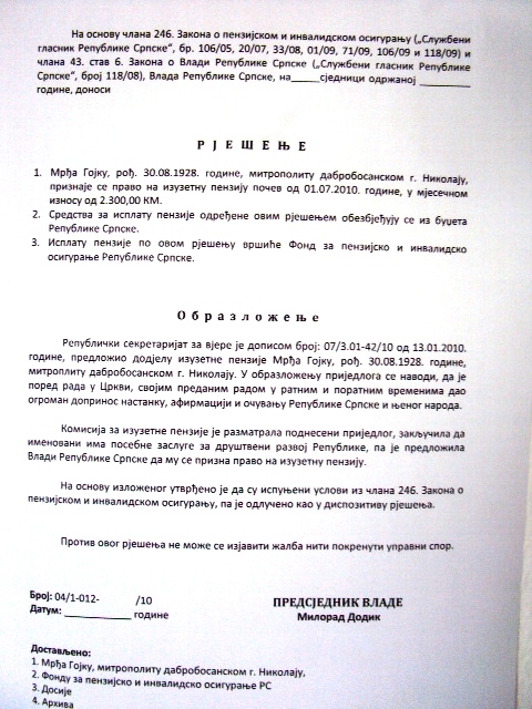 Odluka - Mitropolit Nikolaj Odluka - Mitropolit Nikolaj