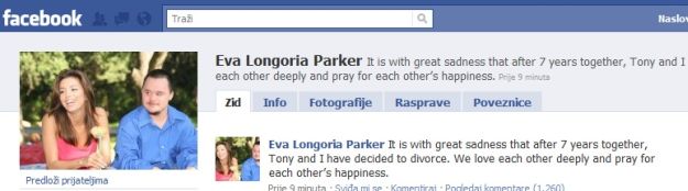 Status Eve Longorije na Facebooku Status Eve Longorije na Facebooku