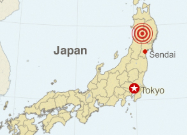 Japan zemljotres Sendai - karta Japan zemljotres Sendai - karta
