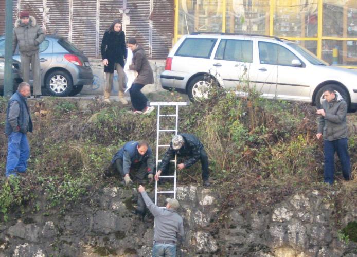 Spašavanje šteneta iz Miljacke Spašavanje šteneta iz Miljacke