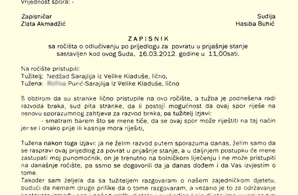 sudski zapisnik kladusa