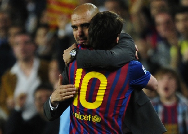 Guardiola se opra&scaron;ta s Messijem, foto: AP