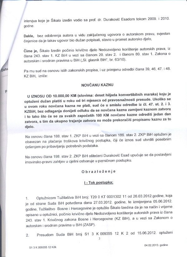 presuda protiv Izedina Šikala presuda protiv Izedina Šikala