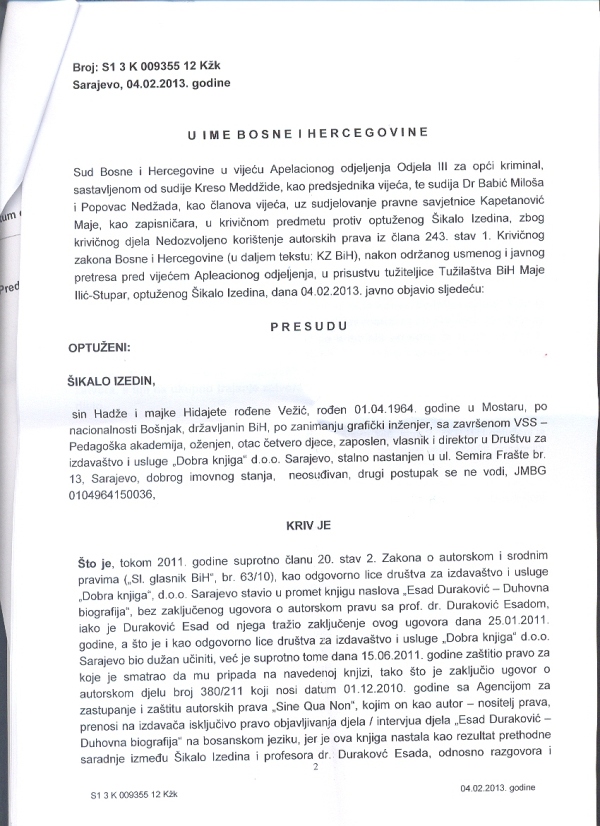 presuda protiv Izedina Šikala presuda protiv Izedina Šikala