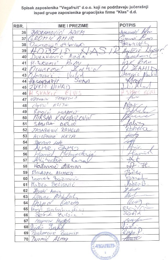 Saop&scaron;tenje radnika Vegafruit_spisak