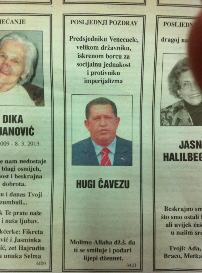 Hugo Chavez čitulja Hugo Chavez čitulja