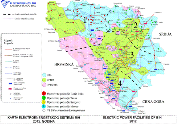 karta elektroenergetskog sistema BiH karta elektroenergetskog sistema BiH
