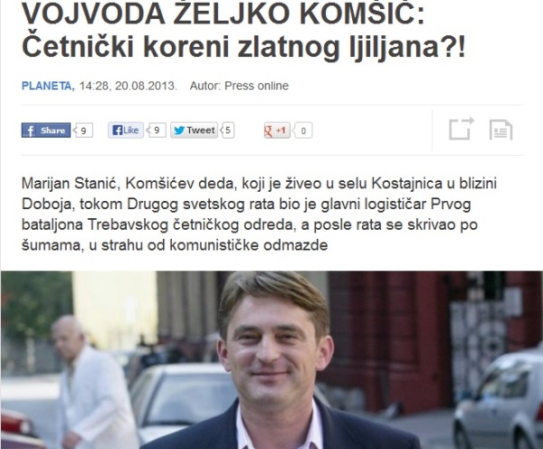 Željko Kom&scaron;ić četnički vojvoda