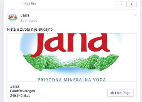 Jana reklama na Facebooku za vrijeme poplava u BiH i Srbiji Jana reklama na Facebooku za vrijeme poplava u BiH i Srbiji