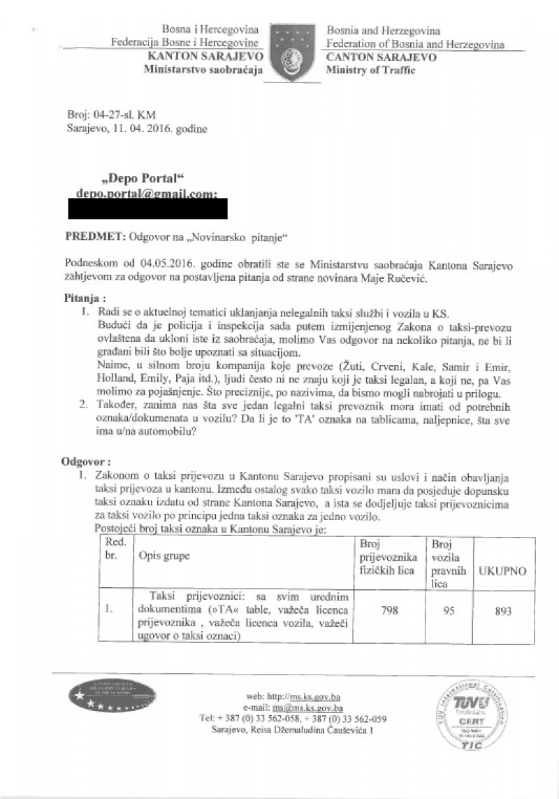 odgovor-ministarstvo-saobracaja-ks1