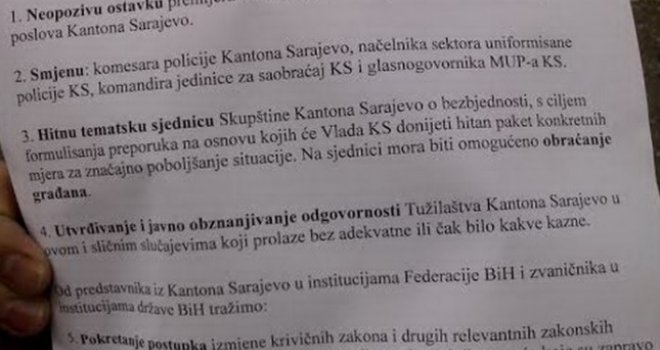 Građani Sarajeva uputili sedam zahtjeva vlastima: Evo šta su im poručili