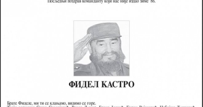 Čitulja kubanskom lideru u Banjaluci:  Brate Fidele, mi ti se klanjamo, vidimo se gore...