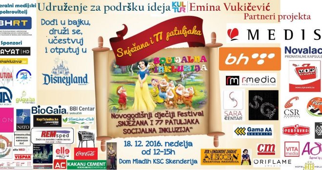 Prvi Novogodišnji dječiji festival SOCIJALNE INKLUZIJE 'Snježana i 77 patuljaka' u BiH