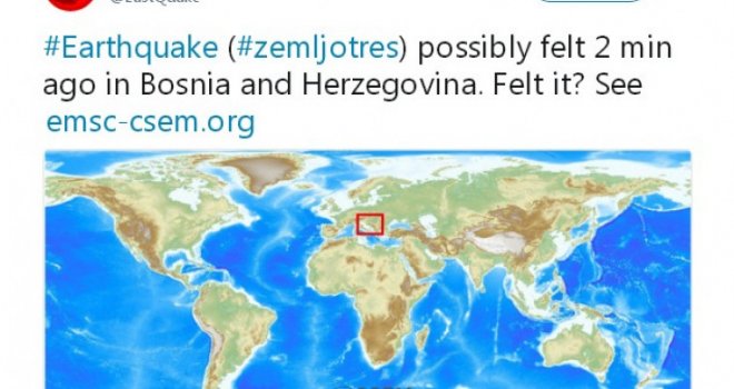 Večeras u 19:19 sati zemljotres uzdrmao Banjaluku