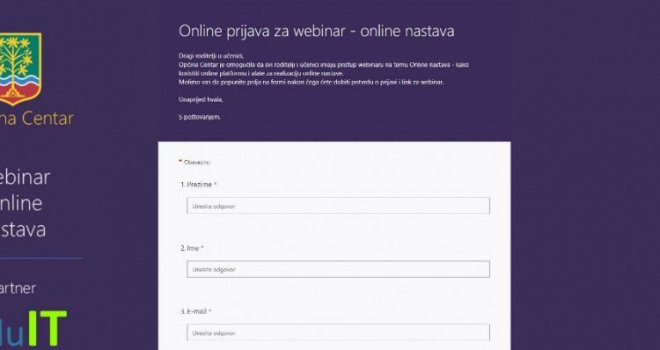 Prijavite se: Izrađen link za webinar edukaciju učenika i roditelja o online nastavi