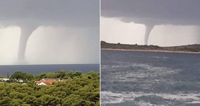 Snažno nevrijeme poharalo Dalmaciju, lijevalo kao iz kabla, padao grad, a snimljene su i pijavice!