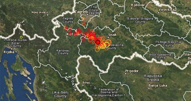 Tokom noći nekoliko potresa u Petrinji, najjači 3,8 po Richteru