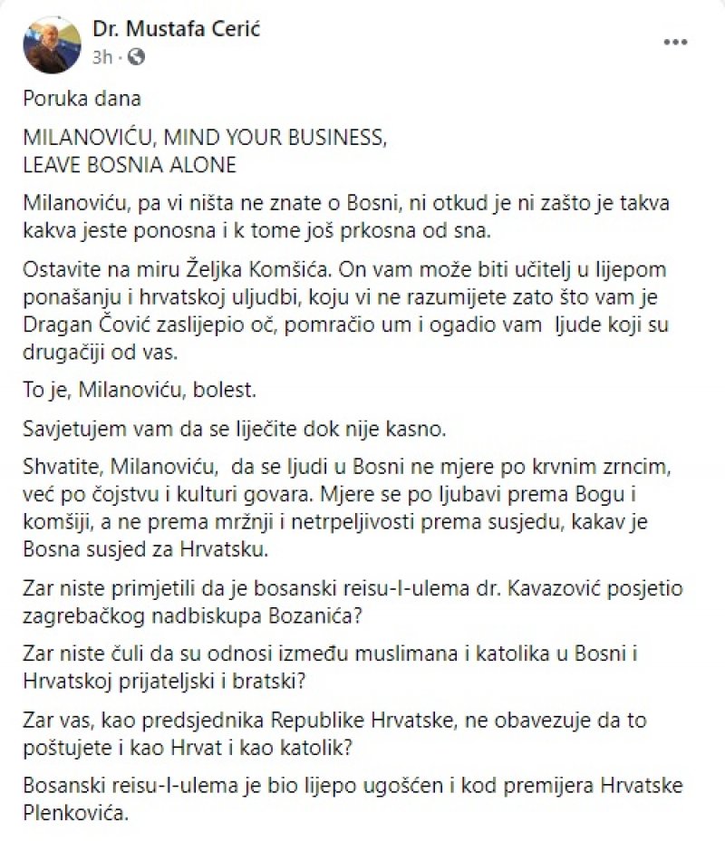 mustafa-ceric-poruka-milanovicu