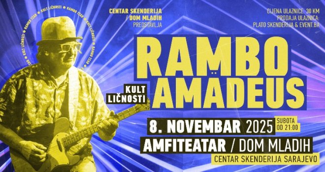 Rambo Amadeus ponovo u Sarajevu, u novembru koncert u Domu mladih: Karte u prodaji, broj ograničen