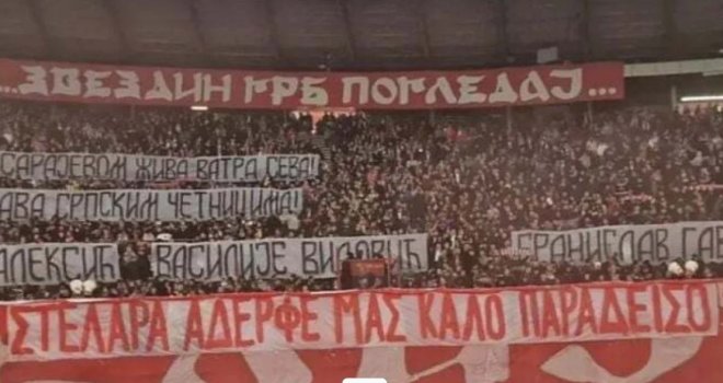 Navijači Zvezde poslali fašističku poruku glavnom gradu BiH: Nad Sarajevom vatra seva...