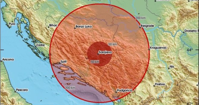 Tri zemljotresa potresla BiH tokom noći: Jačina prvog iznosila 3,6 stepeni po Richteru